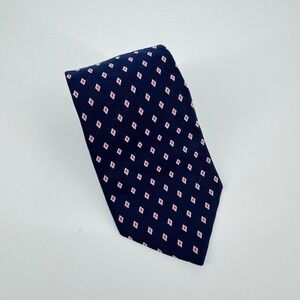Polo Ralph Lauren Silk Tie Navy Red White‎ Diamond Pattern Handmade Italy Mens
